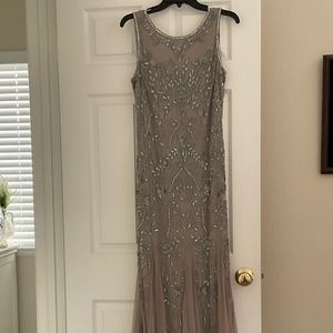 Pissarro Nights Dress, size 10, grey/ light rose.